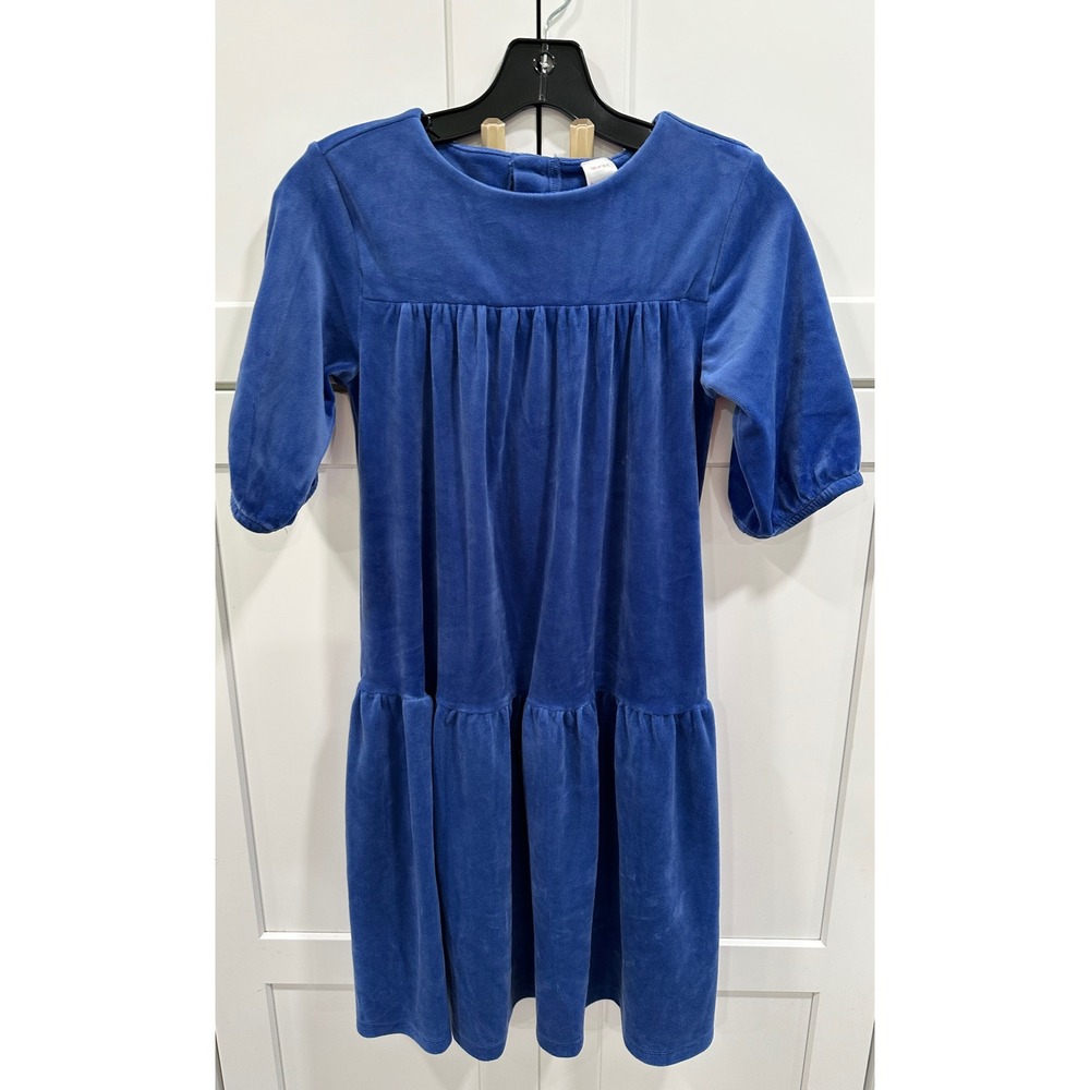 Hanna Andersson Velvet‎ Dress Girls Blue Casual Party Tiered Size US 12
